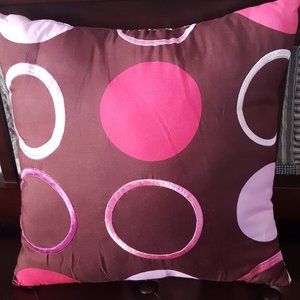 Reversible Embroidered Chocolate Polka-dot Pillow